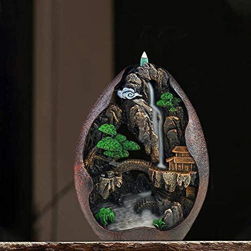 Ronlap Backflow Incense Burner, Rockery Waterfall Smoke Incense Holder with 120 Upgraded Incense Cones+30 Incense Sticks+1 Tweezer+1 Mat, for Aromatherapy Meditation Home Decorations 4