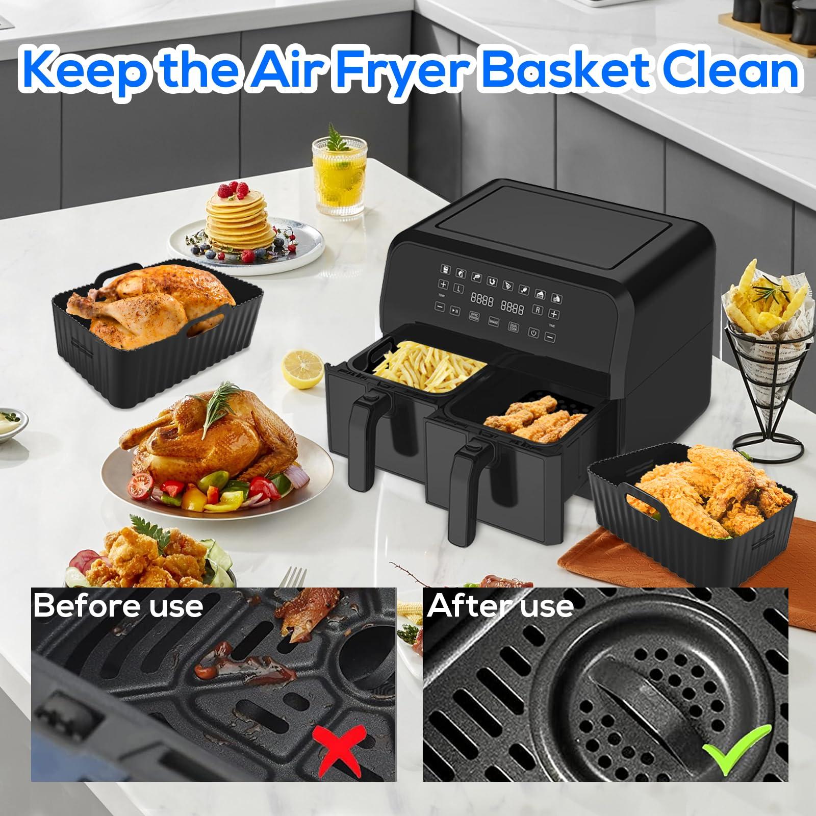 moleath Dual Air Fryer Accessories, 6PCS Airfryer Accessories Set with Air Fryer Racks Compatible Ninja Foodi AF300UK 7.6L, Salter 7.2L, 8.2L, Lakeland 8L, Duronic 9L Double Basket Air Fryers, M002-6 3