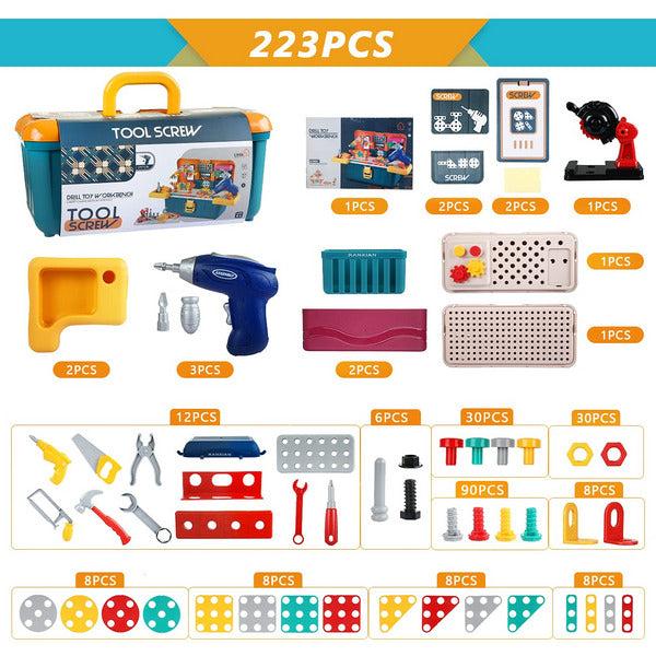 LIHAO Kids Tool Set Drill Toys Construction Toys for 3 4 5 6 Year Old Boys Girls, 223pcs Toy Tool Set 3D Puzzles Building Toys STEM Educational Toys Pretend Play Tool Toys Take Apart 2