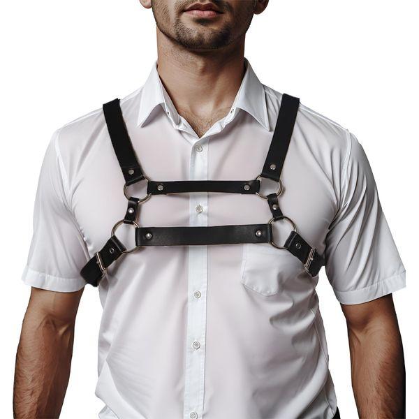 Men Body Chest Belt for Men Adjustable Leather Belts with Buckles Rave Costume Sexy Punk Chest Belt 0