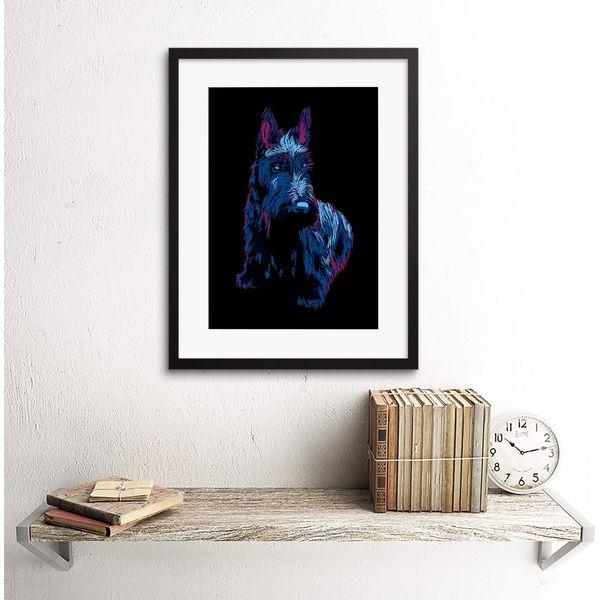 Wee Blue Coo Painting Scottish Terrier Scottie Dog Cute Puppy Framed Wall Art Print 1