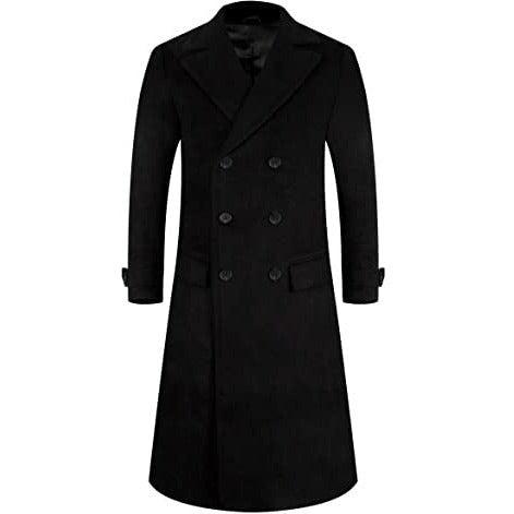 APTRO Mens Wool Coats Long Coats Thick Winter Jacket Elegant Outwear 80% Wool Trench Coat 1818 Black XXL 0