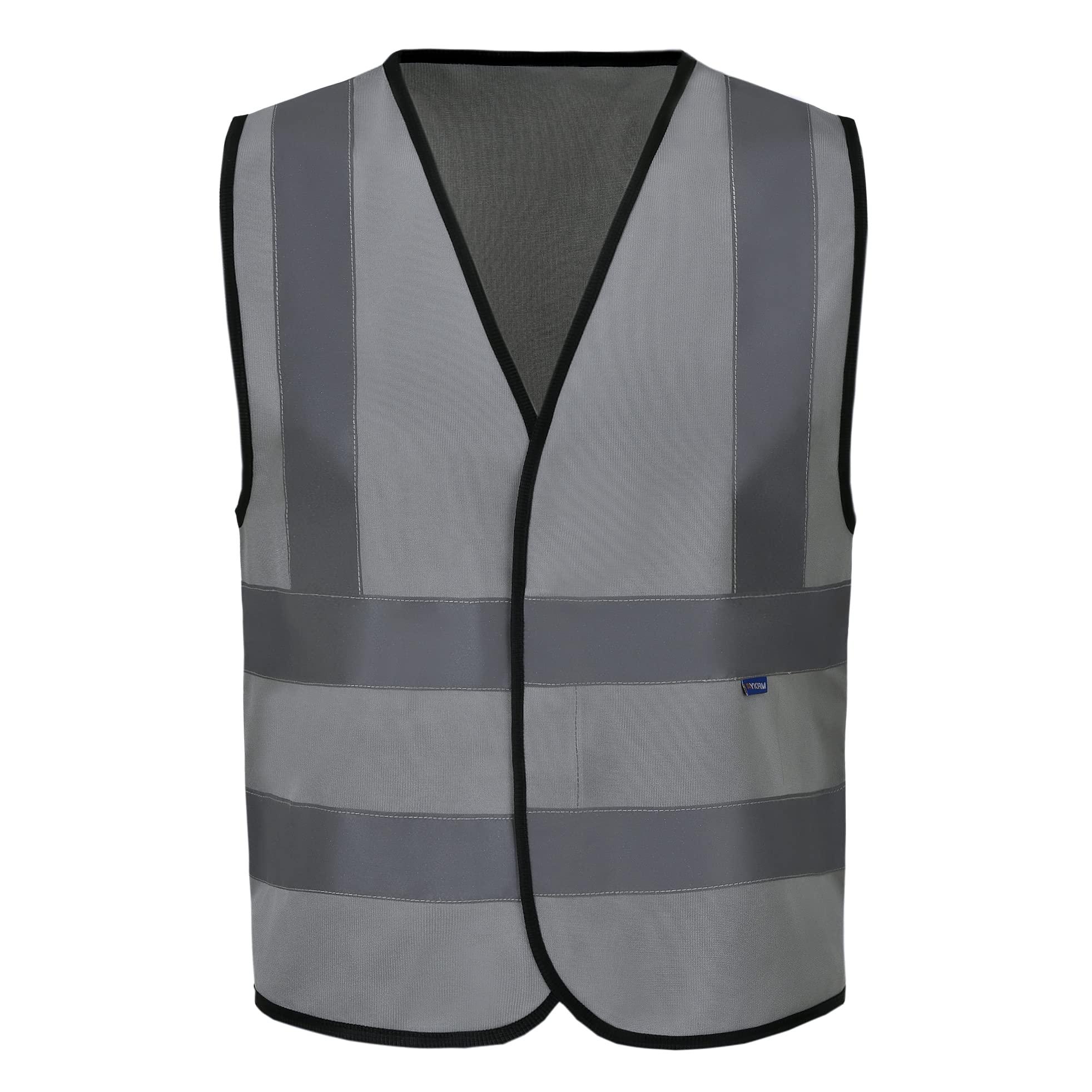 AYKRM 4XL 5XL GREY HI VIS VEST high vis Reflective Safety Vest High Visibility hi viz vis Executive Waistcoat 0