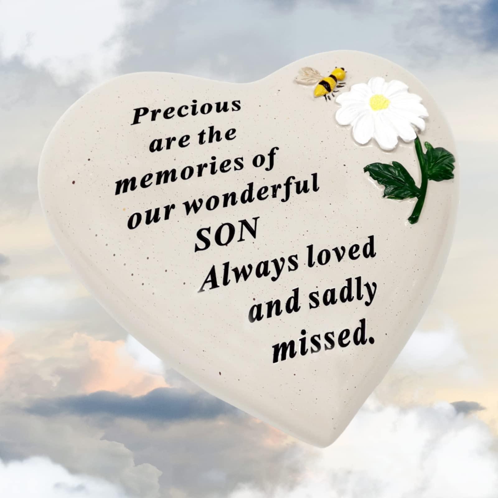 Son Memorial Stone - Bee Daisy on Heart - DF18314-H 2