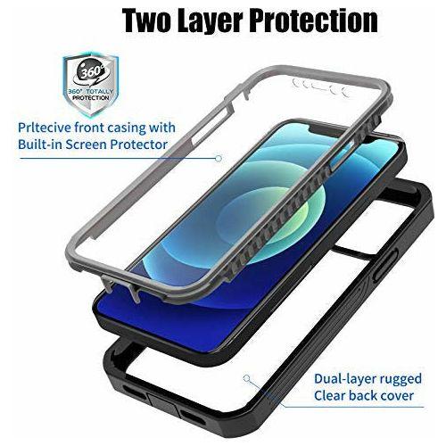 BESINPO for iPhone 12 Pro Max Case 6.7 inch, Built-in Screen Protector Full-Body Protective Shockproof Clear Back Cover, Wireless Charging Anti-Scratch Slim Case for iPhone 12 Pro Max 4