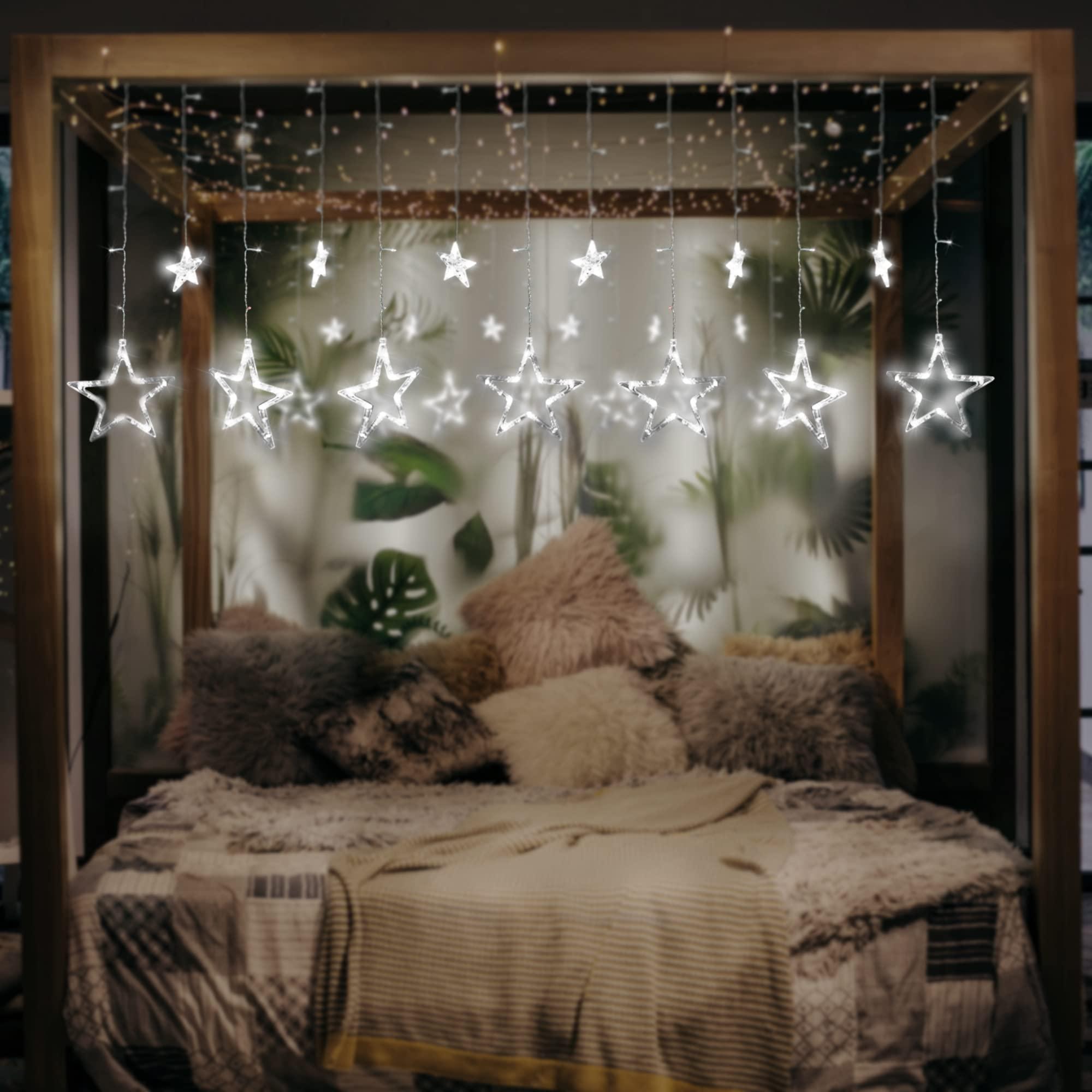 12 Star Curtain Lights with Remote Control 138 LEDs Fairy Light 8 Lighting Modes USB Powered for Bedroom Garden Party Wedding Christmas, Ideale Gift for Family Friends (RGB) 3