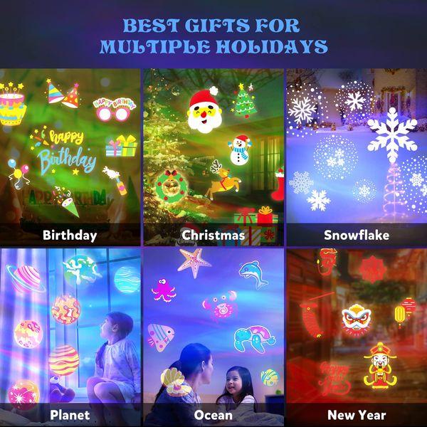 AGPTEK Christmas Projector Lights, 2-in-1 Decoration LED Projection Light Halloween with Snow flake's Patterns, IP65 Waterproof Outdoor Projector Lamp for Xmas New Year Birthday Party Indoor 1