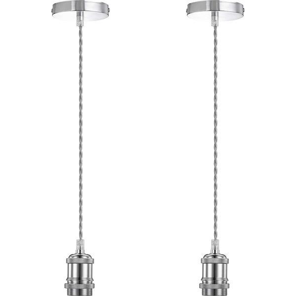 Grapelet 2 Pack Vintage Pendant Light Fitting Kit, Retro chandelier accessory kit with chandelier wire,Lamp socket holder fits every E27 light bulbs 0