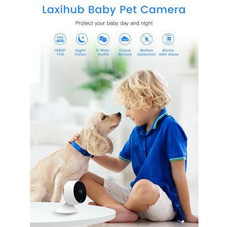 WiFi Baby Camera Monitor Laxihub Dog/Pet/Cat/Indoor Camera with App, Home Camera 1080P Night Vision 2-Way Audio Works with Alexa & Google Assistant 1