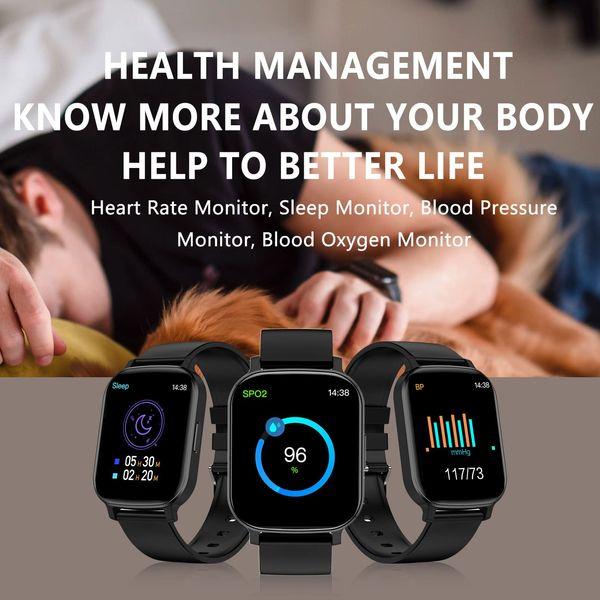 Smartwatch with Call Receive/Dial 1.83'' HD Full Touchscreen Fitness Tracker Step Calorie Counter Blood Pressure Heart Rate Monitor Sleep Monitoring for Android and iOS Phones (Black) 3