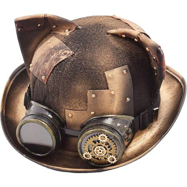 GRACEART Cat Ears Steampunk Hat with Goggles Bronze (cat Ear)