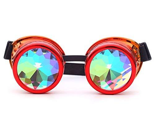 ZAIQUN Goggles with Steampunk Kaleidoscope Rave Rainbow Crystal Lenses 0