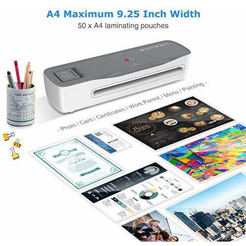 Laminator Machine, BONSEN 4 in 1 Thermal Laminator with 50 Laminating Pouches, A4 Portable Laminator with Paper Trimmer and Corner Rounder, 9 Inches Personal Laminator for Home School Office 3