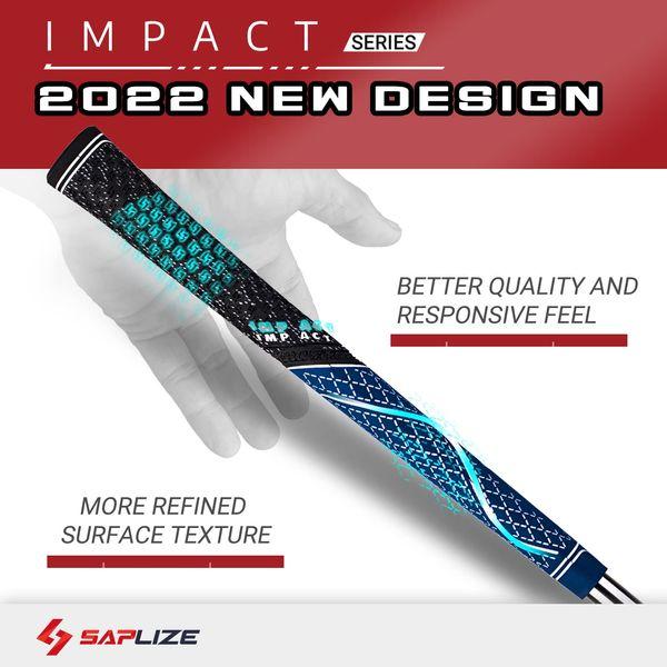 SAPLIZE 13 Golf Grips with Full Regripping Kit, Midsize, Multi-compound Hybrid Golf Club Grips, Blue Color 1