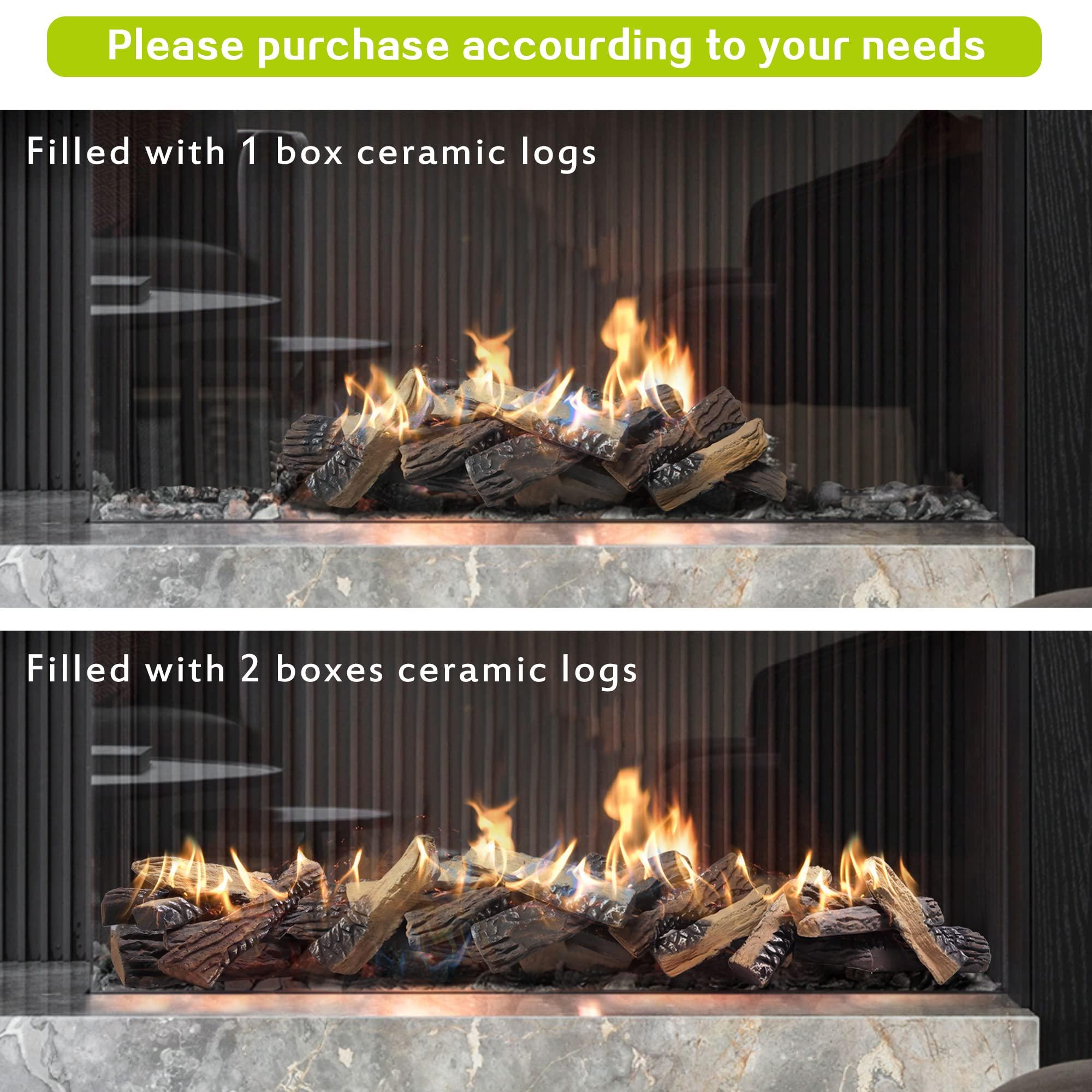 ATR ART TO REAL Large Gas Fireplace Logs,10-piece Set of Large Ceramic Faux Fireplace Logs for Fire pit,Propane,Electic,Gas, Fireplace Decor Artifical wood for Outdoor Indoor 2