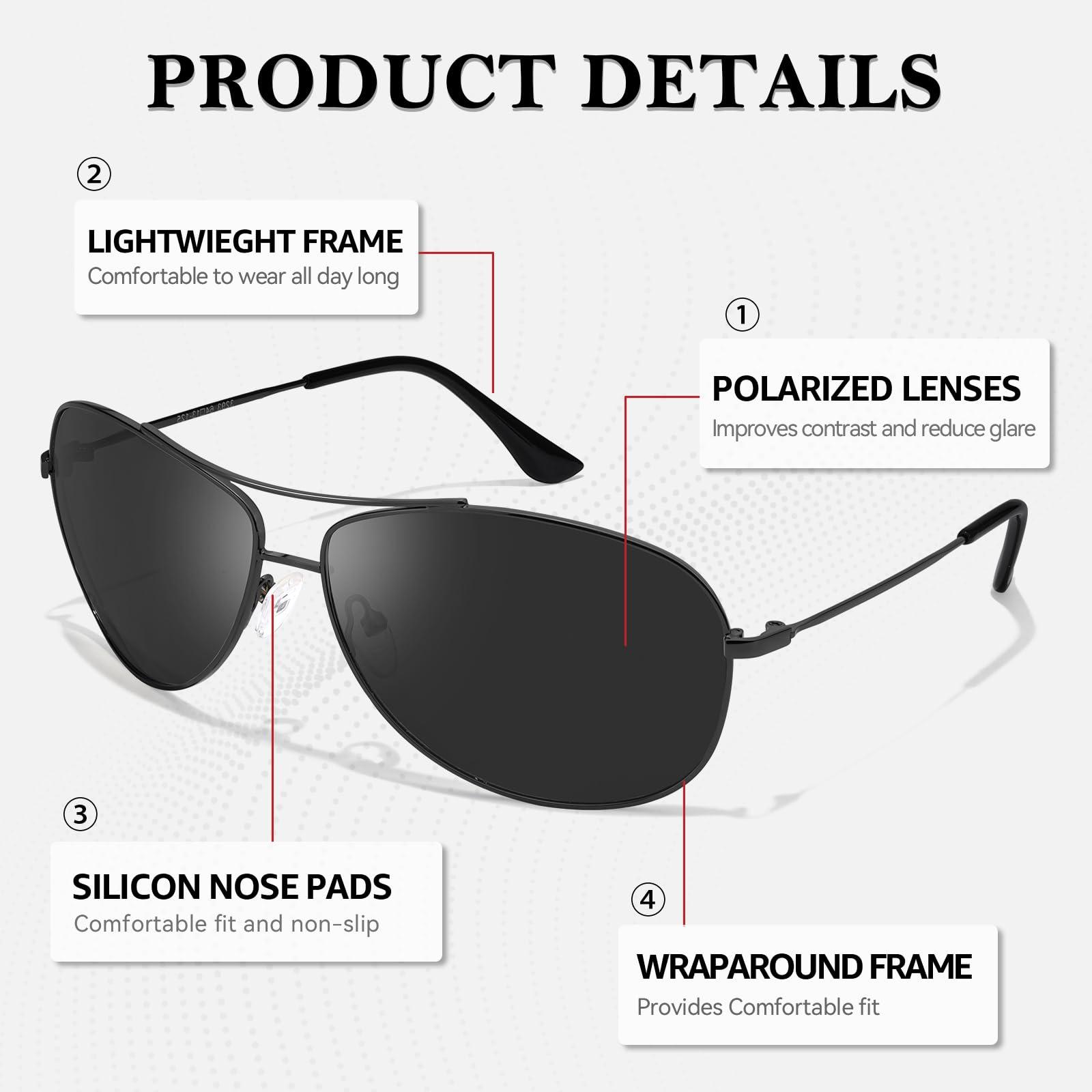 SODQW Polarised Sunglasses Men with UV400 Protection Retro Pilot-Style Aluminum Metal Frame Shades Ultra Light D-Fashion and Stylish Glare Blocking 3