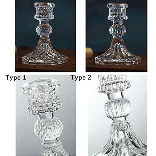 Sziqiqi Glass Candlestick Holders Set of 4, Clear Glass Taper Candle Holder, Elegant Crystal Candle Holders for Table Centrepieces for Dining Living Room Wedding Party 4