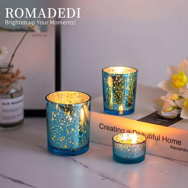 Romadedi Votive Tealight Candle Holders: 18 Pcs Mercury Glass Silver Tea Lights Candle Holder Bulk for Wedding Centerpiece Table Decorations, Bridal Shower, Party Decor, Christmas 6 Set 1