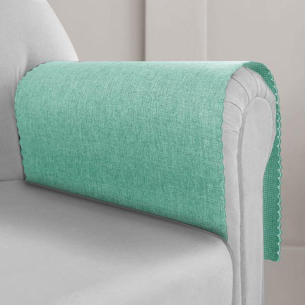 Seafoam Blue Armchair Cover for Arms Sea Green Armrest Cover for Recliner Couch Arm Cover Faux Linen Pale Turquoise Armchair Slipcover for Living Room Couch Loveseat Sofa Arm Protector, 2 Pcs, Teal 0