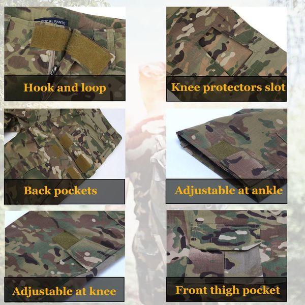 LNFINTDO Tactical Combat Trousers for Men Army Camo Outdoor Airsoft Hunting Pants Ripstop BDU Military Uniform 3