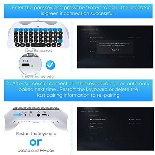 FastSnail Wireless Keyboard Compatible with PS5 Controller, Mini Digital Gamepad Keyboard with Headset and Audio Jack, for QWERTYÂ Keyboard 3