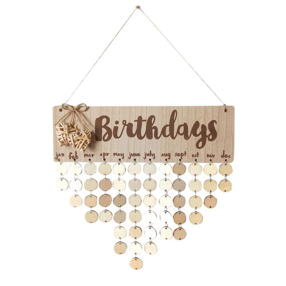 Abaodam Wooden Slice Ornament Wood Birthday Calendar DIY Wooden Birthday Calendar Birthday Reminder Wooden Calendar Wooden Block Calendar Hanging Board Wood Chips The Sign Decorate Wooden