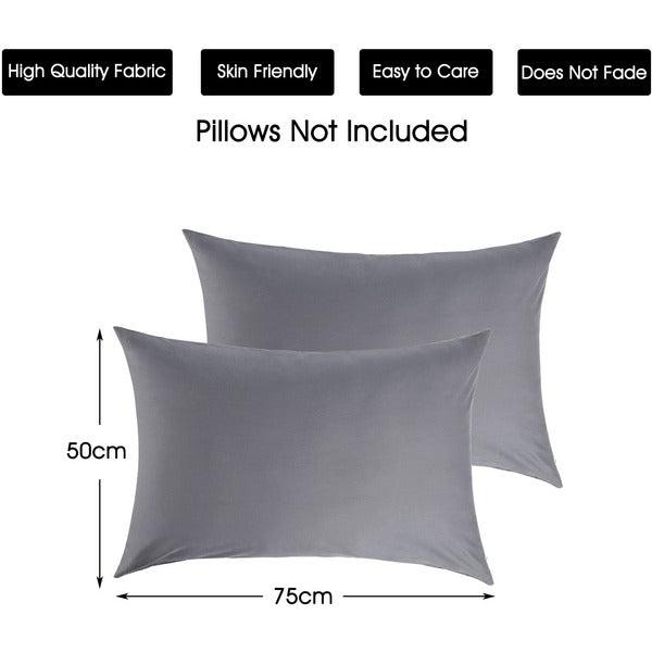 100% Cotton Pillowcases 4 Pack with Zipper 50 X75cm - 300 Thread Count Egyptian Cotton Pillow Cases Set of 4 - Breathable & Soft Pillow Covers for Bedroom (Grey Color) 1