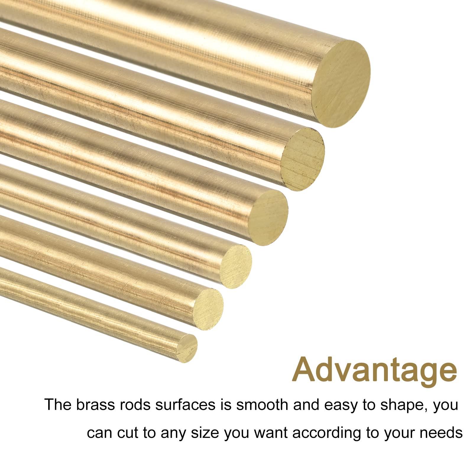 sourcing map Brass Rods Round Solid Brass Stock Pin 2mm-8mm Assorted Diameter for 350mm Length Brass Rod for Drift Punches Various Shaft DIY Craft Model Plane Ship Cars(Pack of 6) 2