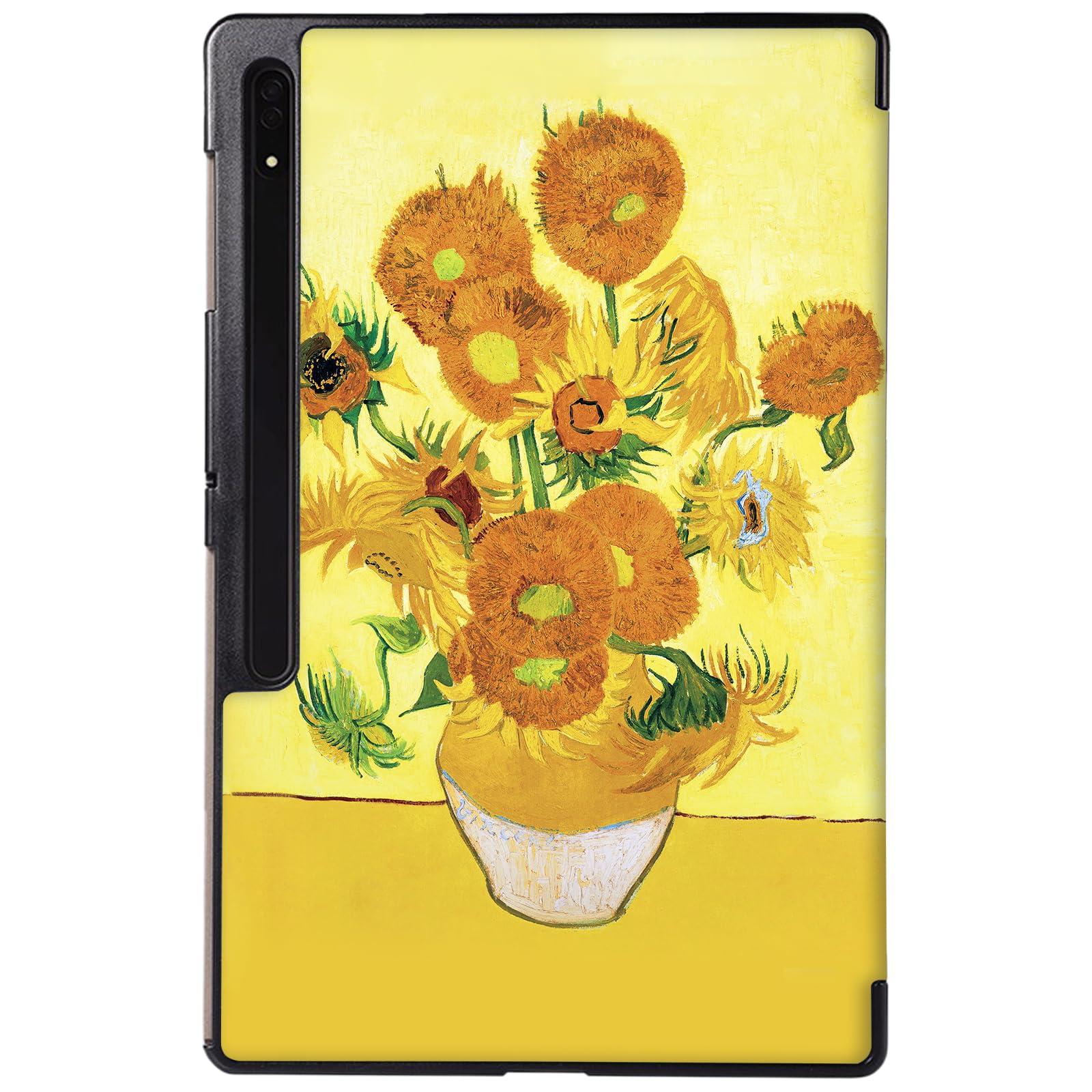 Berkin Arts Samsung Galaxy Compatible with Tab S8 Ultra Case 14.6 inch Model SM-X900/X906 Tri-Fold Stand Cover Post-Impressionism Yellow Flowers (Sunflower by Van Gogh) 2