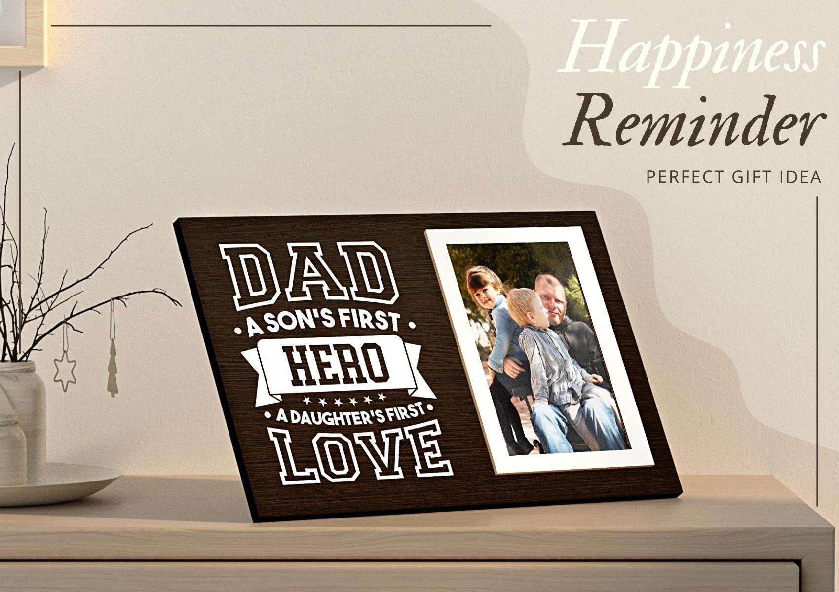 INNObeta Father's Day Dad Picture Frame, Daddy Gifts Birthday Occasion Present From Daughter Son for 4" x 6" Photo- First Hero First Love 2