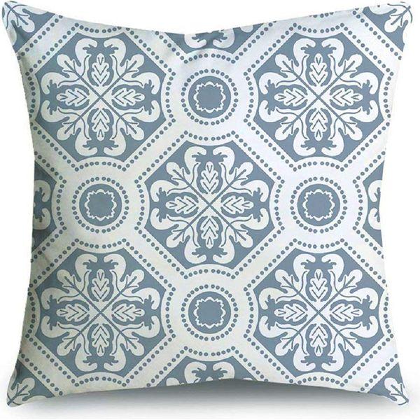 BCKAKQA Cushion Cases 4 Pack 45cm x 45cm Blue and Grey Decorative Cushion Covers 18x18 inches Linen Square Throw Pillow Covers for Bedroom Living Room Sofa Couch Bed Pillow Cases 4