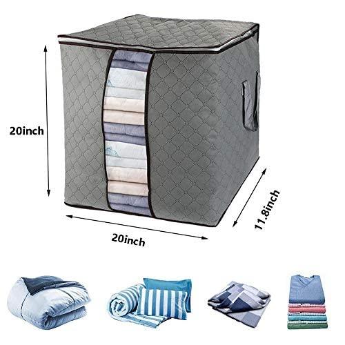 wsryx 6 Pack Storage Bag for Clothes, Large Underbed Storage Box with Zips, Foldable With Clear Window Organiser Bags for Comforter Clothes Duvet Blankets Bedding 3