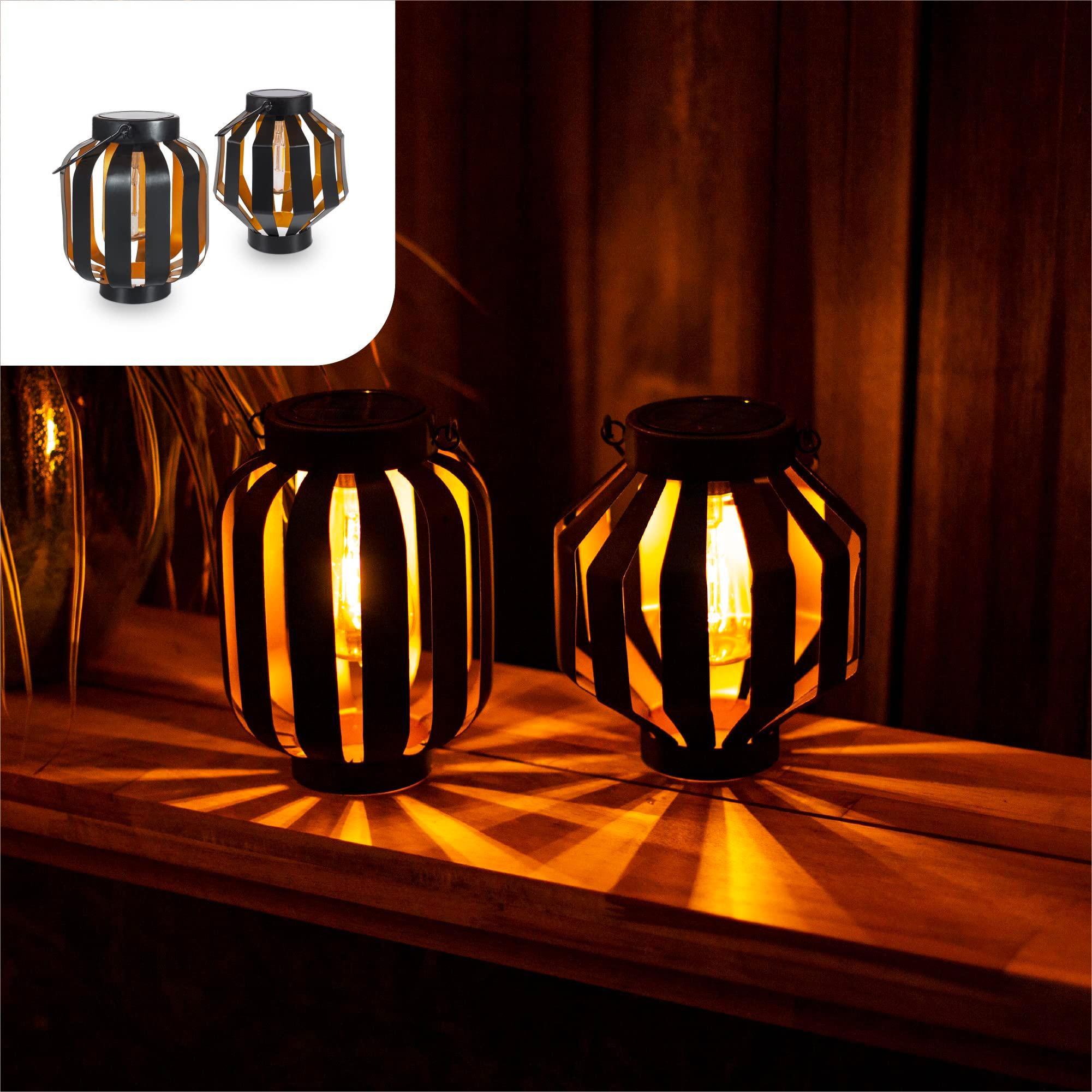 Gadgy Solar Lamps Outdoor Garden - Set of 2 Solar Lanterns Outdoor - Waterproof Solar Lights Garden Decoration - Solar Lanterns Balcony Lighting - Garden Lights Solar