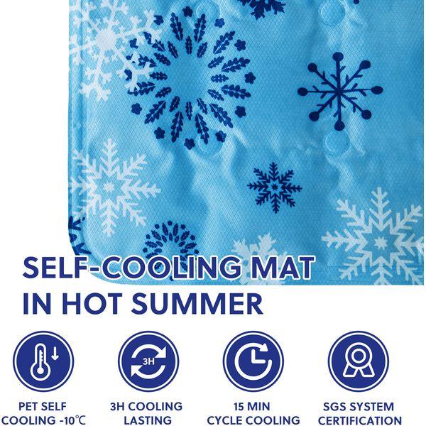 Vamcheer Cooling Mat for Dogs - Pet Self Cooling Pad for Dogs and Cats, Non-Toxic Gel Cold Bed for Kennel Crate, Keep Pets Cool in Hot Summer for Home Travel, Snowflake (60x90cm) 1