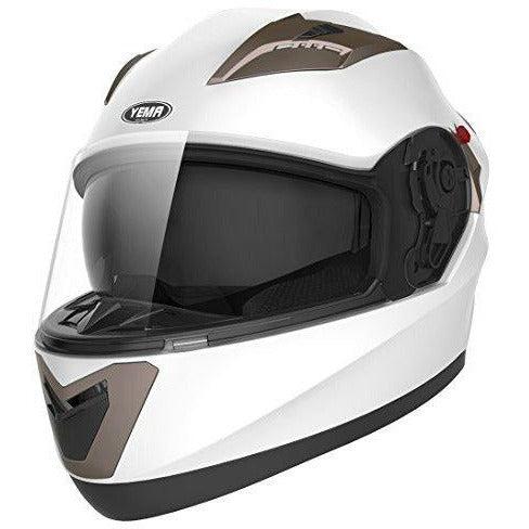 Motorbike Full Face ECE Helmet - YEMA YM-829 Racing Motorcycle Helmet with Sun Visor - White, XL 2
