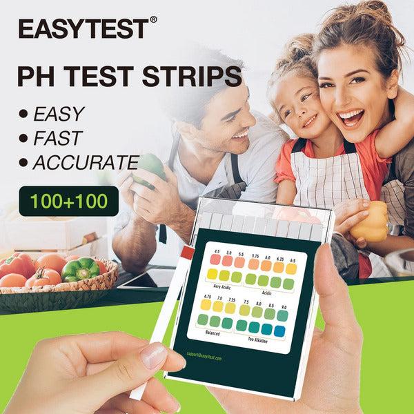 EASYTEST pH Test Strips 0-14/4.5-9.0 ,200 Strips,Accurately Monitor Tests Saliva and Urine Body pH Levels for Water with Soil Alkaline Acid Levels Testing 4