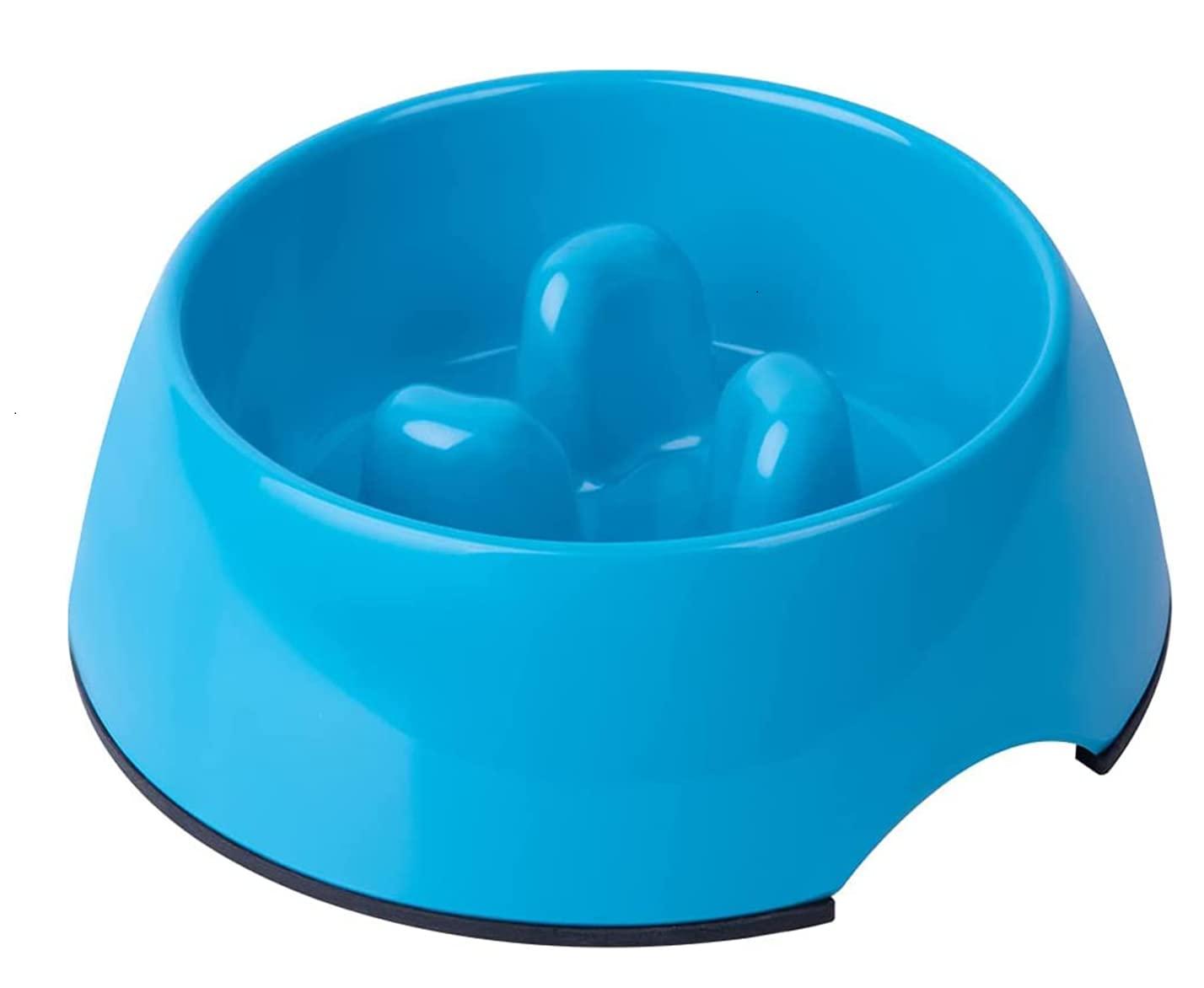 SUPER DESIGN Gobble-Stop Slow Feeder Dog Bowl Slow Eating Anti-Gulp BPA Free Melamine Bowl Fun Interactive Pet Bowl for Dogs Cats Puppies (600ml, TRI)