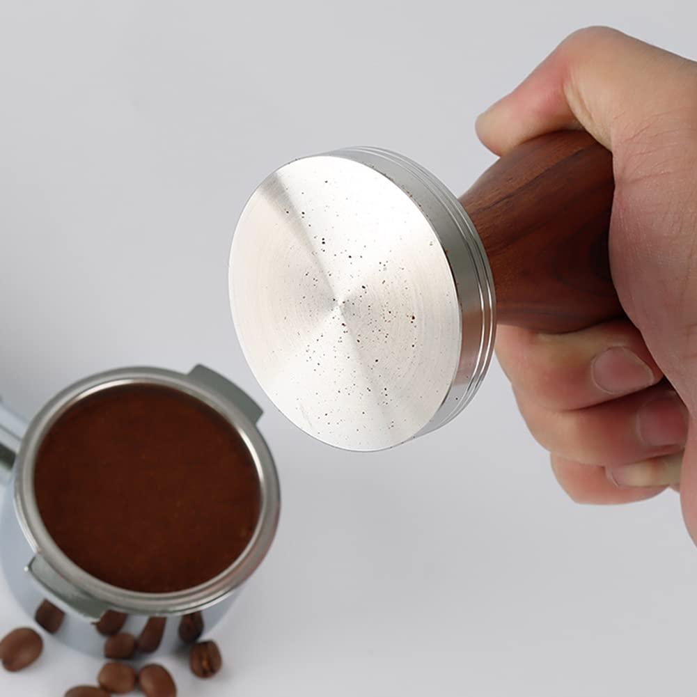 Janjunsi 53MM Coffee Tamper Press - 304 Stainless Steel Base Wooden Handle for Portafilter Coffee Powder Barista Coffee Accessories 3