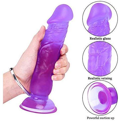 Hyncdz Dildo Soft 7.87 Inch Realistic Massage Dildo Man with Suction Cup Women's Massager Lifelike Waterproof Personal Relaxation (Color : Purple) (Color : Purple) 3