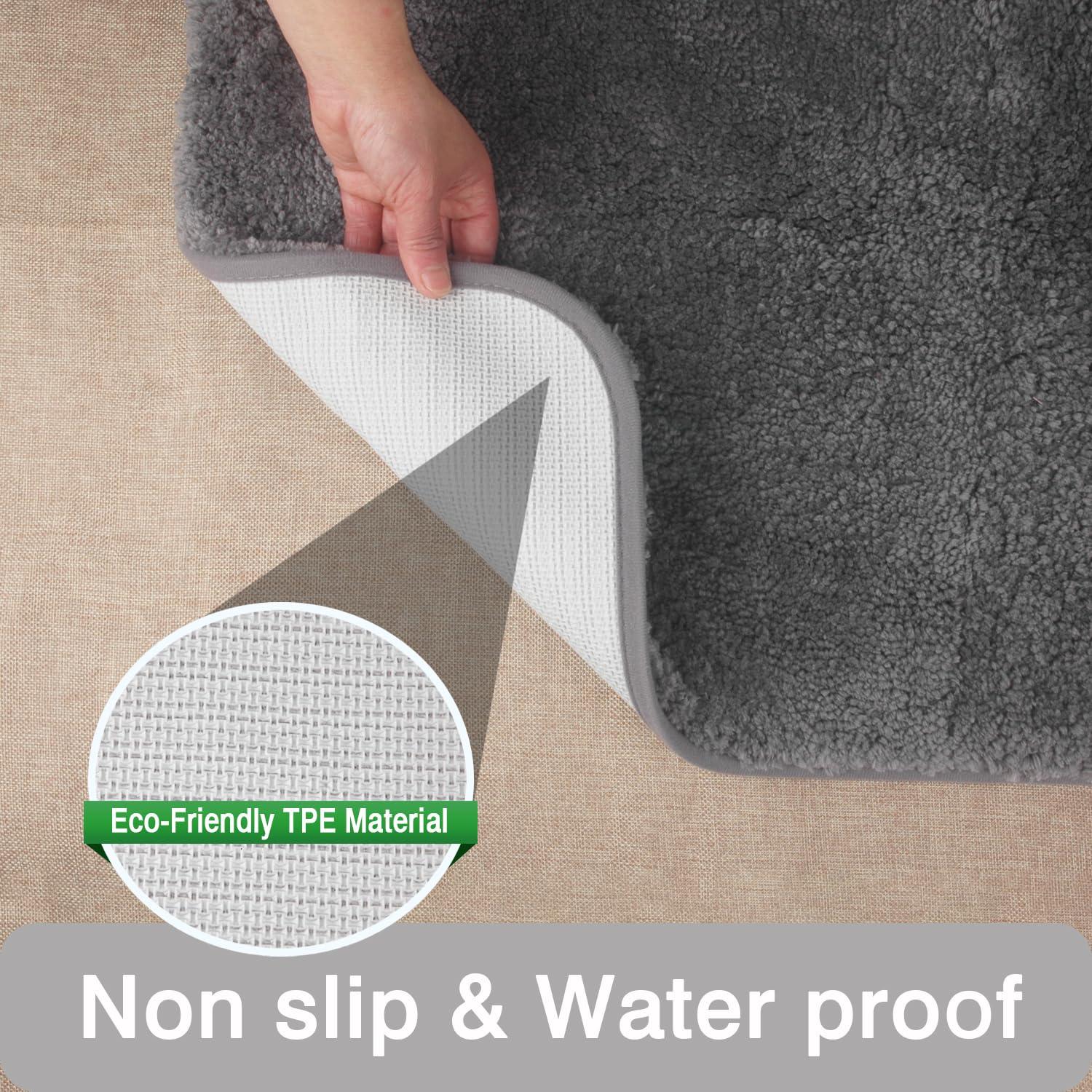 FCSDETAIL Non-slip Bath Mat 80 x 150 cm, Quick Dry Absorbent Bathroom Rug, Machine Washable Soft Microfiber Carpet for Tub, Shower, Floor, Dark Gray 4