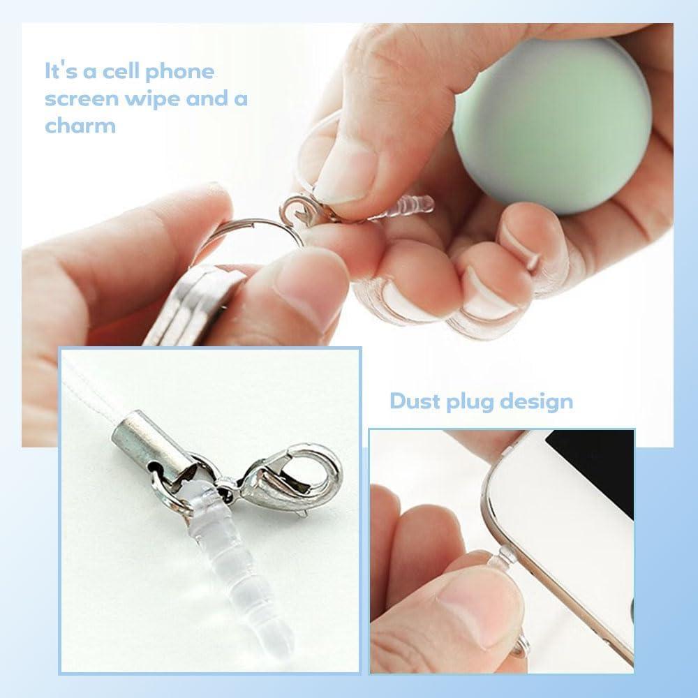 Macaron Phone Screen Cleaner,4pcs Macaron Computer Screen Cleaner Wipe,Candy Color Reusable Cleaning Wipe Glasses Cleaner Cloth Electronic Devices Phone Screen Cleaner,Decorative Bag Key Pendant Gift 4