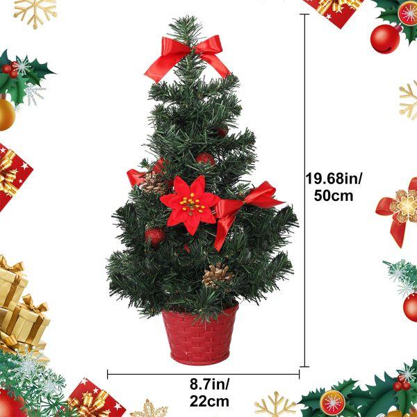 50CM Artificial Tabletop Christmas Tree,JUANPHEA Small Mini Christmas Tree wtih Hanging Ornaments, Artificial Xmas Tree for Christmas Desktop Decorations(Red) 1