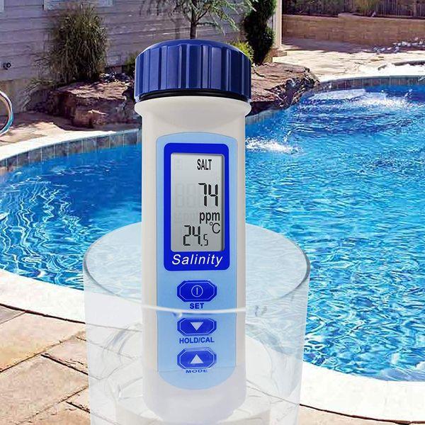 Salinity & Temp Meter Pen Type Salt Water Quality Tester ATC NaCl, 9999 ppm / 100.0ppt/ 10% / 0.95-1.08 SG Measurement Units 4-in-1 Checker for Saltwater Aquarium Pond Food Pool Cooking Seawater 1