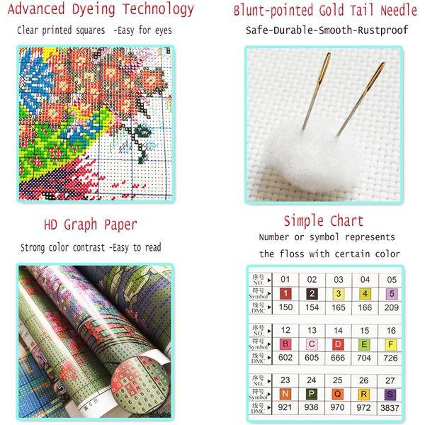 Setoda Cross Stitch Kits 11CT Stamped Dream Forest Elk Patterns Embroidery for Girls Crafts DMC Cross-Stitch Supplies Needlework 65cm×98cm 3