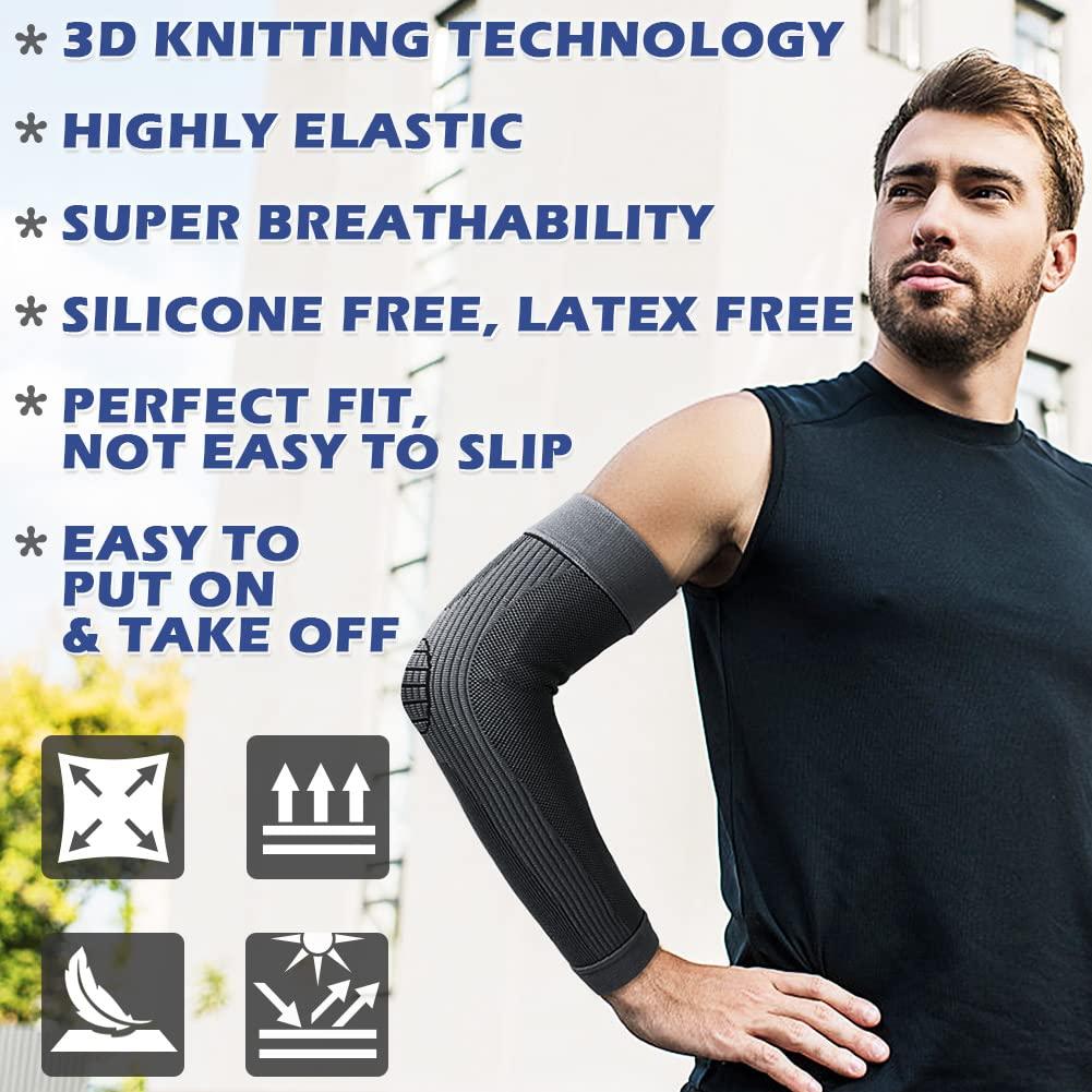 beister Compression Arm Sleeves Elbow Supports: Full Arm Supports Protection for Men & Women (Pair), Non-Slip Breathable Sports Arm & Elbow Braces for Arthritis, Lymphedema, Bursitis, Workout 4