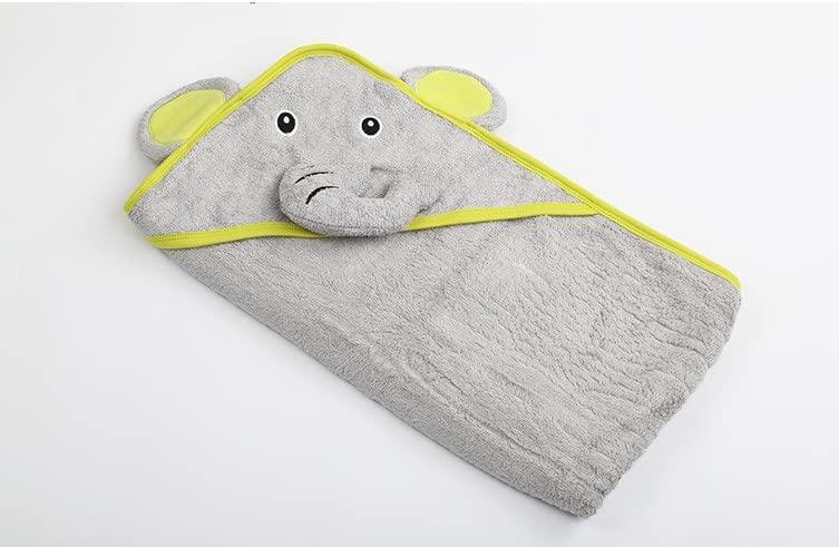 MKW Hooded Baby Towel - Animal, Hooded Bath Towels for Babies, Toddlers - Extra Large Baby Towel Perfect Baby Gift for Boys and Girl (Grey Elephant)
