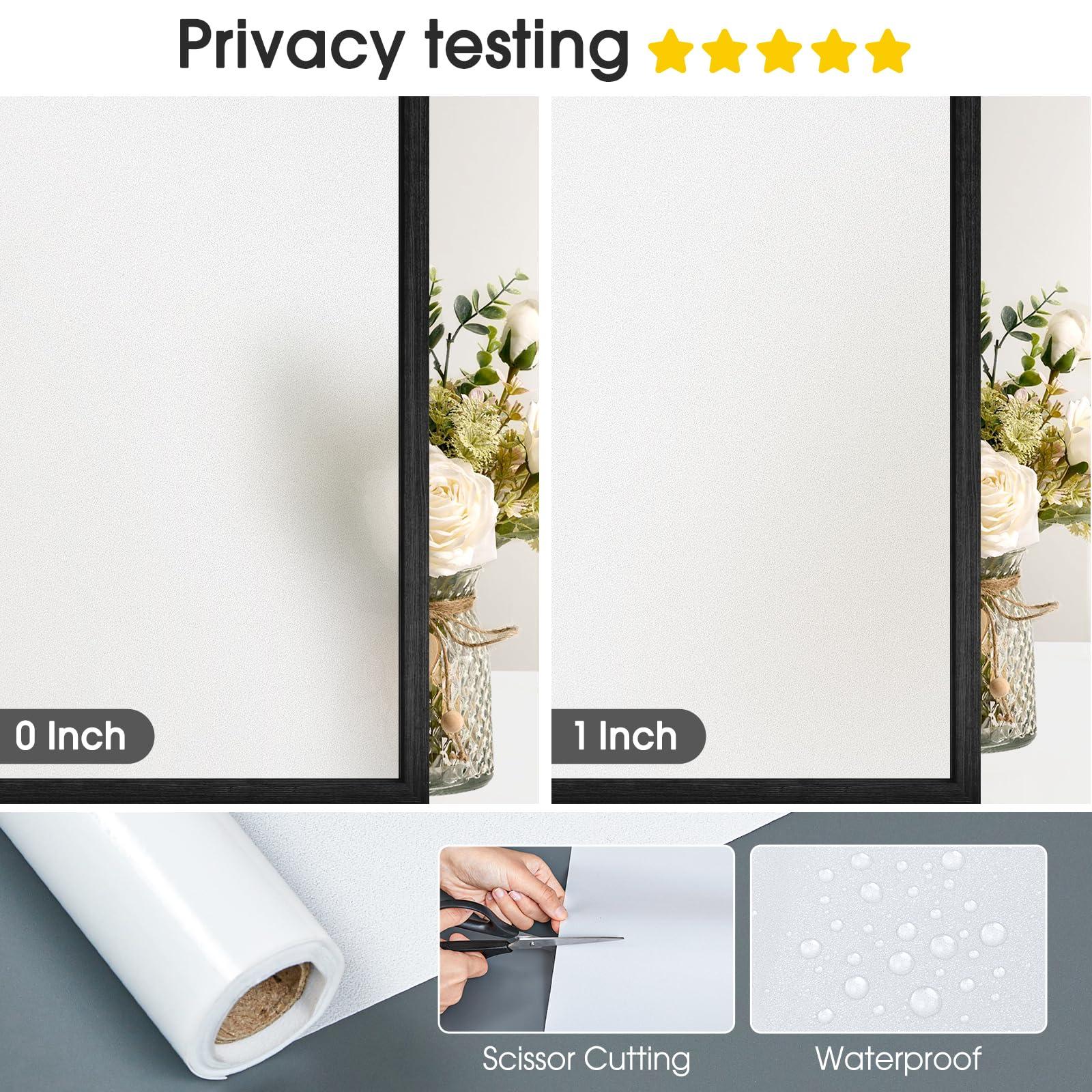 Lifetree Frosted Window Film Privacy: Opaque Window Film for Glass Windows Self-Adhesive Window Frosting Film Static Cling Films for Home Office Bathroom (White Frosted, 44.5 * 300cm) 4