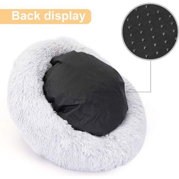 Belababy Dog Cat Donut Bed with Soft Blanket, Calming Dog Cat Bed Medium with Soft Plush, Puppy Bed Dog Beds with Fluffy Cuddler, Anti Anxiety Dog Bed with Anti-Slip Bottom (L, Light Grey) 2