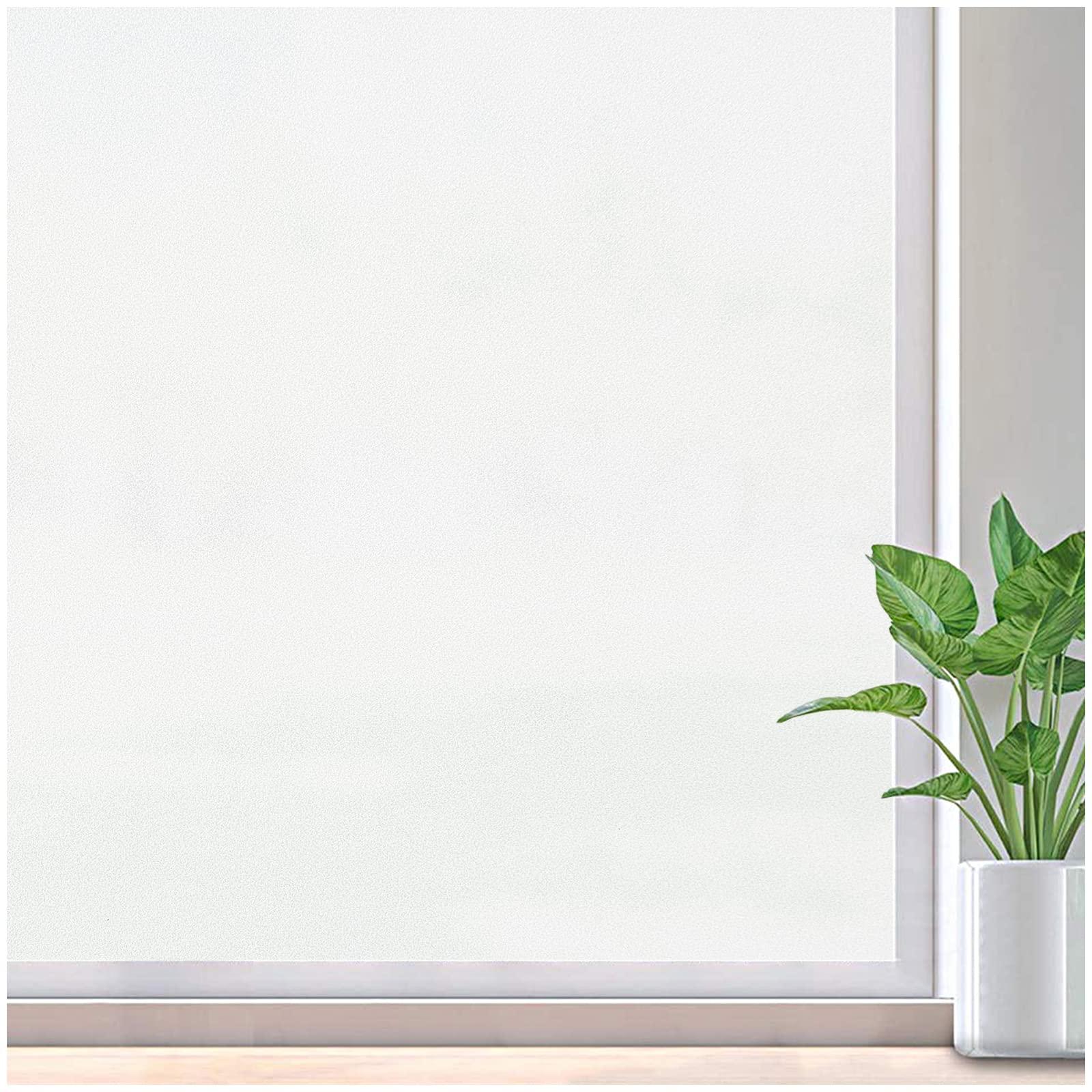 Lifetree Frosted Window Film Privacy: Opaque Window Film for Glass Windows Self-Adhesive Window Frosting Film Static Cling Films for Home Office Bathroom (White Frosted, 44.5 * 300cm)