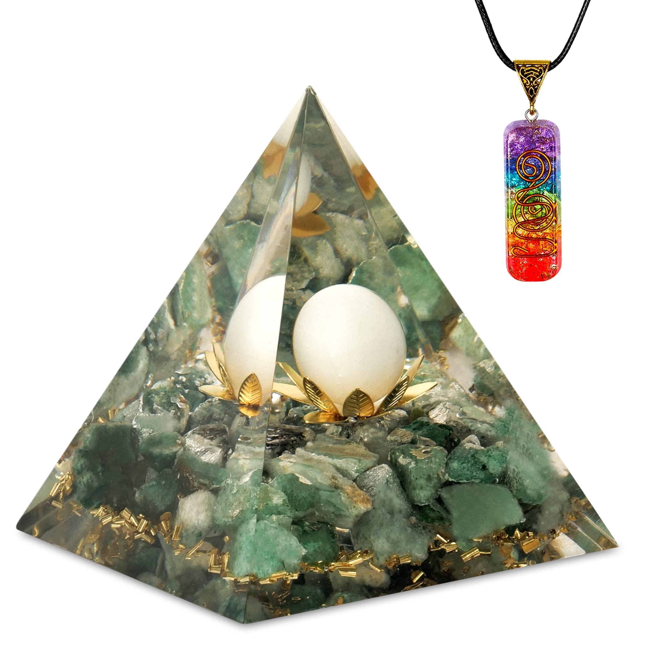 ABHISUBYACrystal Pyramid - Crushed Stone Crystals and Gems Moonstone Crystal Energy Tower Protection Positive Generator Nature Reiki Jewelry- Attract Wealth Wisdom, 1.0 count 0